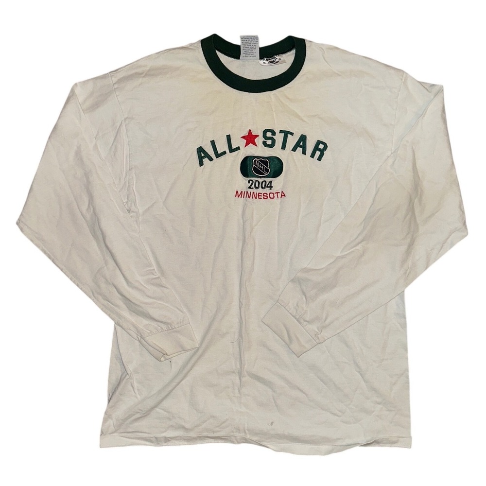 Vintage CCM NHL 2004 All Star Game Minnesota Ringer Long Sleeve Shirt Mens XL